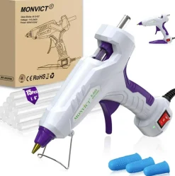 Full Size Hot Glue Gun with 60/100W and On/Off Switch, Dual Temp Heavy Duty Industrial Hot Melt Glue Gun with 15 Hot Glue Sticks (7/16") and 3 Finger Protectors for Craft, DIY and Repairs Visit the MONVICT Store