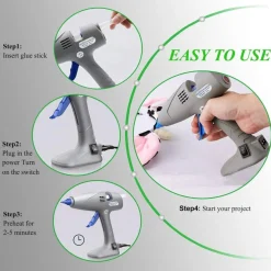 Full Size Hot Glue Gun, 120W&80W Glue Guns Dual Temp Large Industry Glue Gun, Corded Detachable Cord Use Stand-Up Base Anti-drip Hot Melt Glue Gun with 12 Glue Sticks for Art DIY Craft Repair