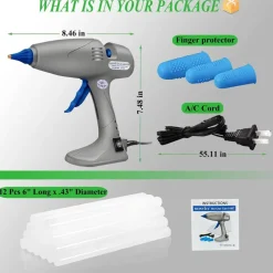 Full Size Hot Glue Gun, 120W&80W Glue Guns Dual Temp Large Industry Glue Gun, Corded Detachable Cord Use Stand-Up Base Anti-drip Hot Melt Glue Gun with 12 Glue Sticks for Art DIY Craft Repair