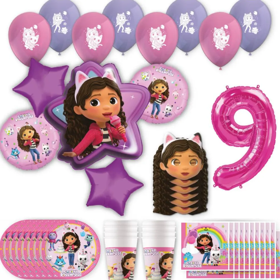 Gabby's Dollhouse Birthday Party Kit with Number