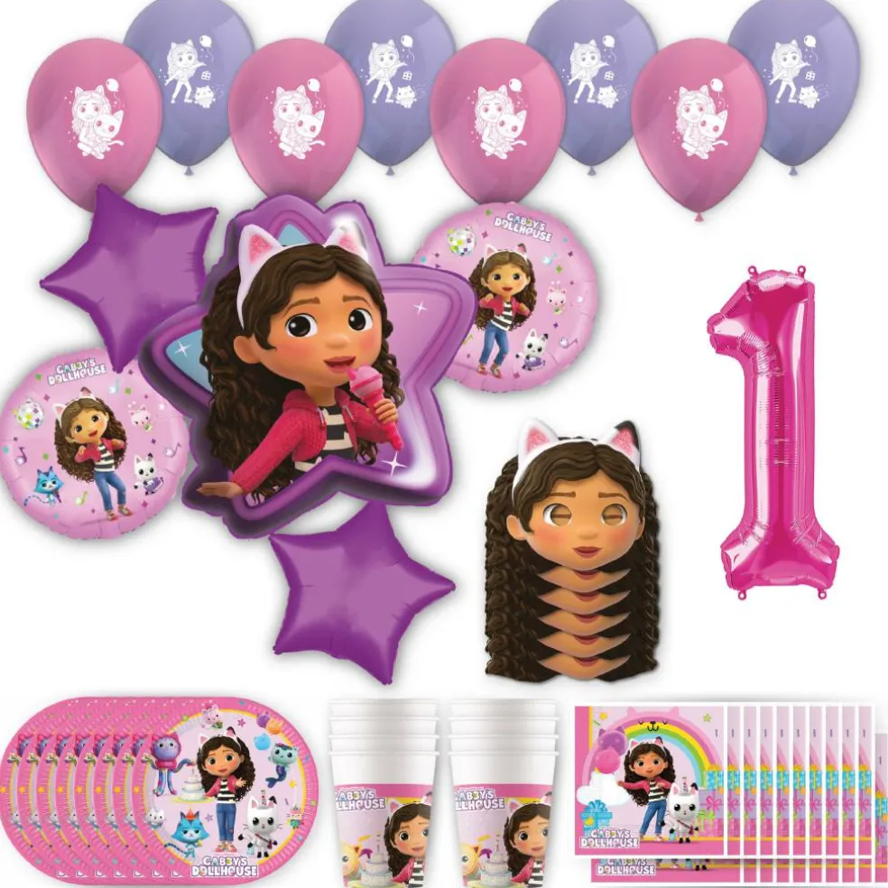 Gabby's Dollhouse Birthday Party Kit with Number