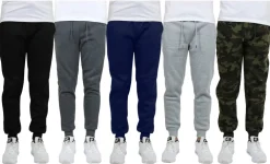 Galaxy by Harvic Fleece-Lined Men's Jogger Sweatpants 5 Pack