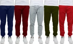 Galaxy by Harvic Fleece-Lined Men's Jogger Sweatpants 5 Pack