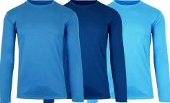 Galaxy by Harvic Long Sleeve Moisture-Wicking Performance Crew Neck Men's T-Shirt 3 Pack