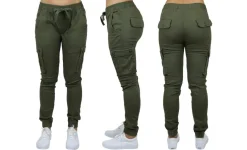 Galaxy By Harvic Loose Fit Cotton Stretch Twill Women's Cargo Joggers