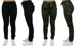 Galaxy By Harvic Loose Fit Cotton Stretch Twill Women's Cargo Joggers 2 Pack