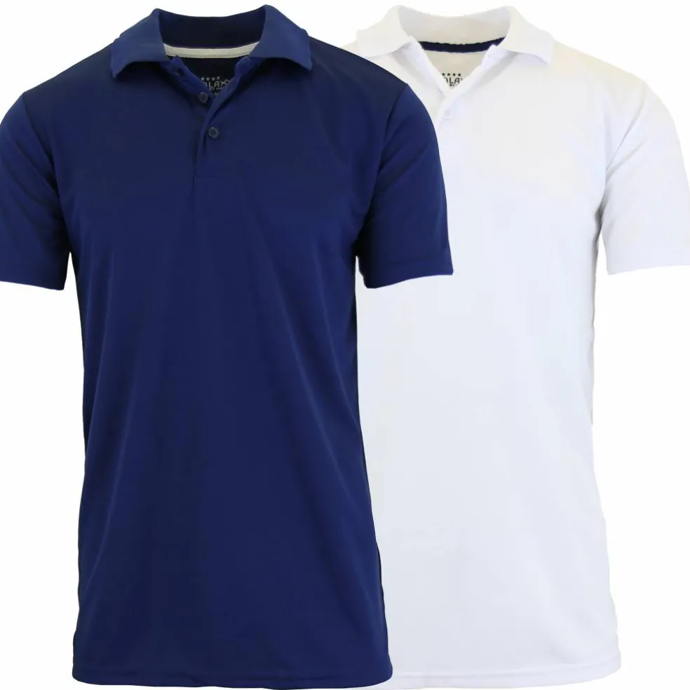 Galaxy by Harvic Tagless Dry-Fit Moisture-Wicking Men's Polo Shirt 2 Pack