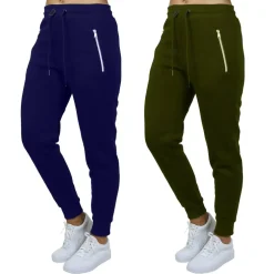 Galaxy by Harvic Women's Relaxed-Fit Fleece-Lined Zipper Pockets Jogger Sweatpants, 2 Pack