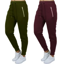 Galaxy by Harvic Women's Relaxed-Fit Fleece-Lined Zipper Pockets Jogger Sweatpants, 2 Pack