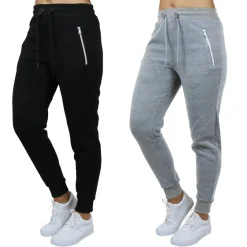 Galaxy by Harvic Women's Relaxed-Fit Fleece-Lined Zipper Pockets Jogger Sweatpants, 2 Pack