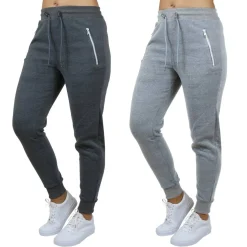 Galaxy by Harvic Women's Relaxed-Fit Fleece-Lined Zipper Pockets Jogger Sweatpants, 2 Pack