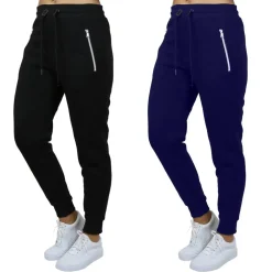 Galaxy by Harvic Women's Relaxed-Fit Fleece-Lined Zipper Pockets Jogger Sweatpants, 2 Pack