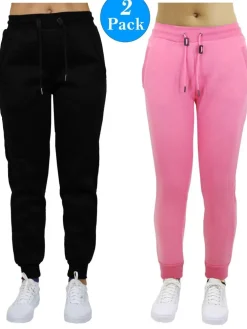 Galaxy by Harvic Women’s Slim Fit Heavyweight Fleece-Lined Joggers 2 Pack
