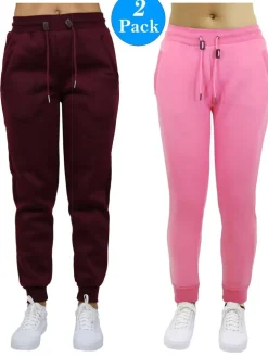 Galaxy by Harvic Women’s Slim Fit Heavyweight Fleece-Lined Joggers 2 Pack