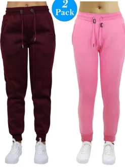 Galaxy by Harvic Women’s Slim Fit Heavyweight Fleece-Lined Joggers 2 Pack