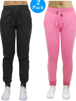Galaxy by Harvic Women’s Slim Fit Heavyweight Fleece-Lined Joggers 2 Pack