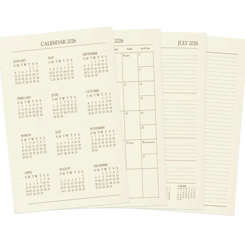 Gallery Leather 3-Ring Bound Weekly Monthly Planner 2026, Elegantly 3-Ring Bound Calendar Planner and Notebook with Gold-Gilded Page Edges, 12 Months - 9 x 7 "