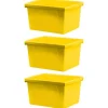 4 Gallon Classroom Storage Bin, Yellow, Pack of 3