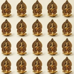 Ganesha Brass Finish Diya for Puja God Ganesh Idol Oil Lamp Deepam Akhand Jyot Kuber Deepak Diwali Home Decorations Mandir Temple Decor Vilakku Deepawali Housewarming Wedding Return Gifts