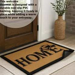 Gardenised Heavy Duty Coco Coir Doormat Non Slip PVC Baking Embossed Welcome Design Natural Coconut Fiber Floor Mat for Front Door Porch Patio Entryway Garage Mudroom & Outdoor Use 18x30"