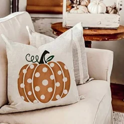 GEEORY Fall Pillow Covers 18x18 inch Polka Dots Pumpkin Throw Pillow Covers for Fall Thanksgiving Decorations Fall Party Pillows Decorative Pillow Covers for Couch Sofa