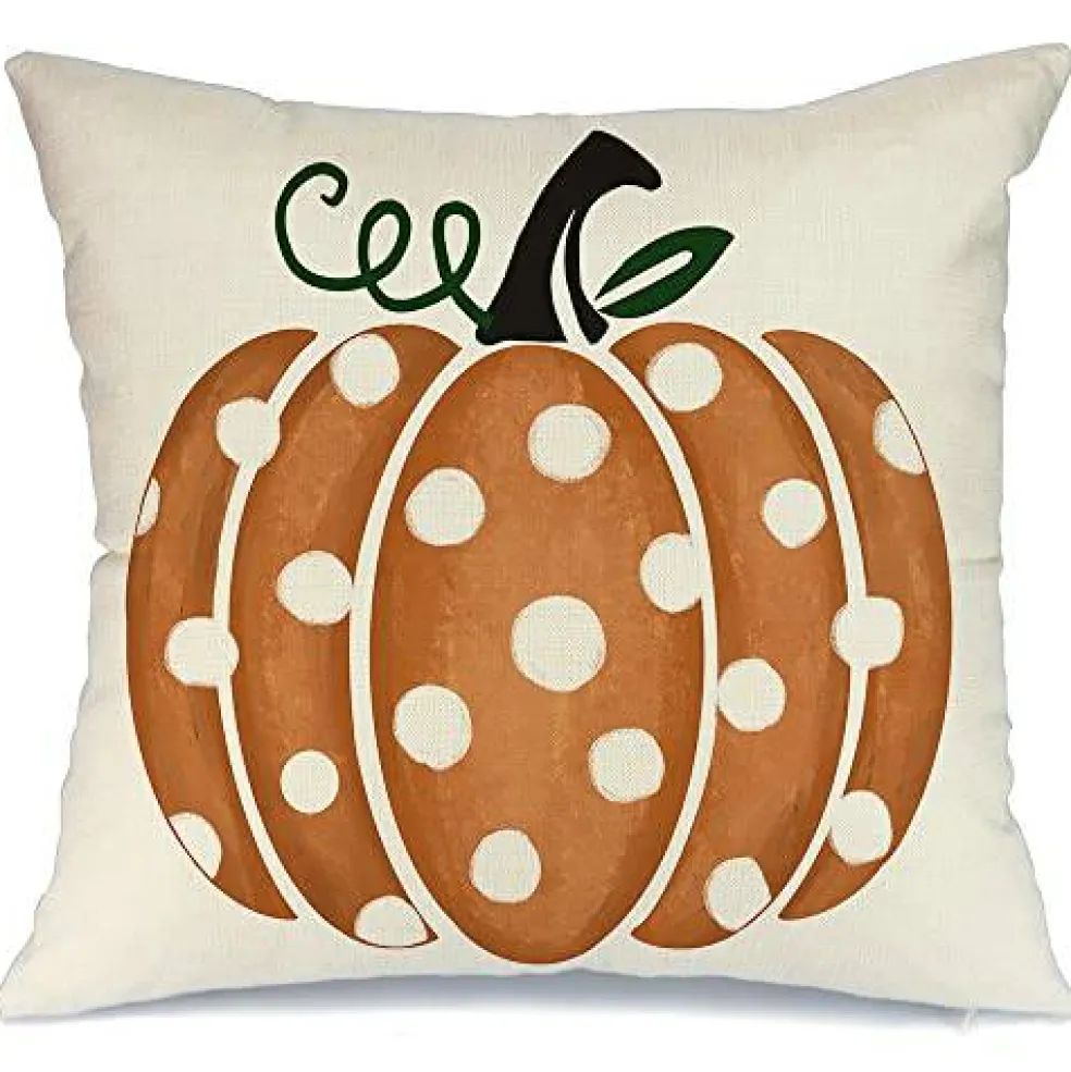 GEEORY Fall Pillow Covers 18x18 inch Polka Dots Pumpkin Throw Pillow Covers for Fall Thanksgiving Decorations Fall Party Pillows Decorative Pillow Covers for Couch Sofa