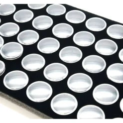 50 Gem Jars Black Display Tray Gemstone Travel Case