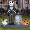 6.5' Gemmy Airblown Jack Skellington Tombstone Scene w/ Zero 227161
