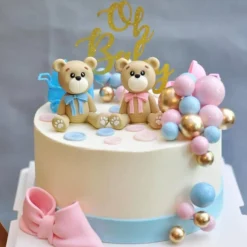 Gender Reveal Bear Cake Toppers Bear Balls Cake Decorations for Boy Girl Baby Shower Gender Reveal Birthday Party Decorations (Gender Reveal)