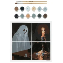 Ghost & Black Cat Paint-by-Number Gallery Mini Kit by Artist's Loft®