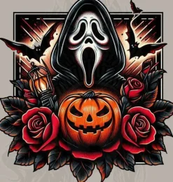 Ghostface 5D Diamond Painting Kit 16x16” – Horror Movie DIY Full Drill Diamond Art for Adults & Beginners, Halloween Wall Decor Craft Gift with Sparkling Resin Beads