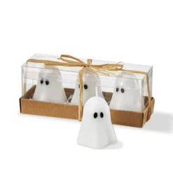 Ghost Mini Tealight Candles - Halloween White Paraffin Wax Candles, 2" x 2" - 0.45 Hour Burn Time, Novelty Decor
