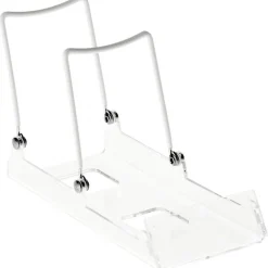 Gibson Holders ADS-2 Adjustable White Wire and Clear Acrylic Double Easel, Displays 2 Items, 3.75" W x 7.375" D x 5.5" H