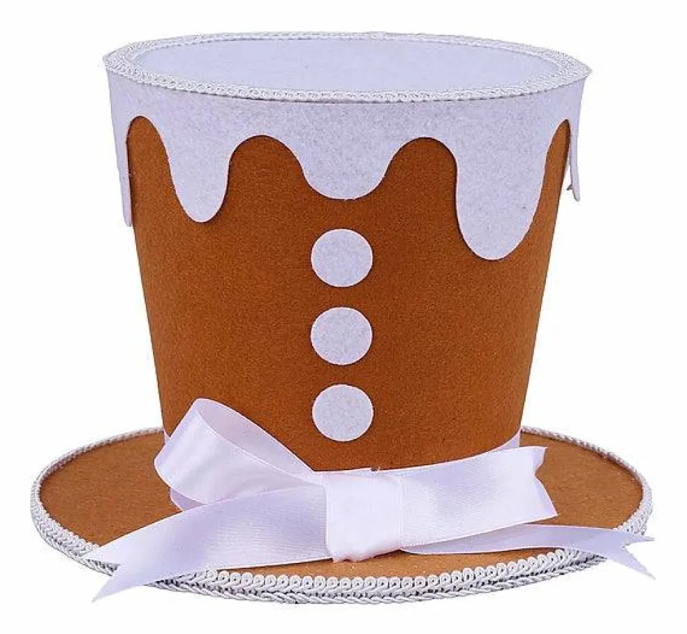 6.25" Gingerbread Glitter Top Hat Accent-XC726688