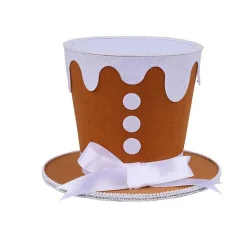 6.25" Gingerbread Glitter Top Hat Accent-XC726688