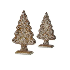 Gingerbread Tree Set of 2 – Resin Christmas Kitchen & Mantel Decor-MTX75523