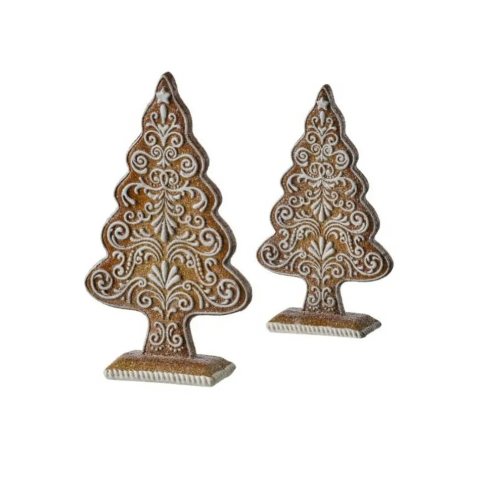Gingerbread Tree Set of 2 – Resin Christmas Kitchen & Mantel Decor-MTX75523