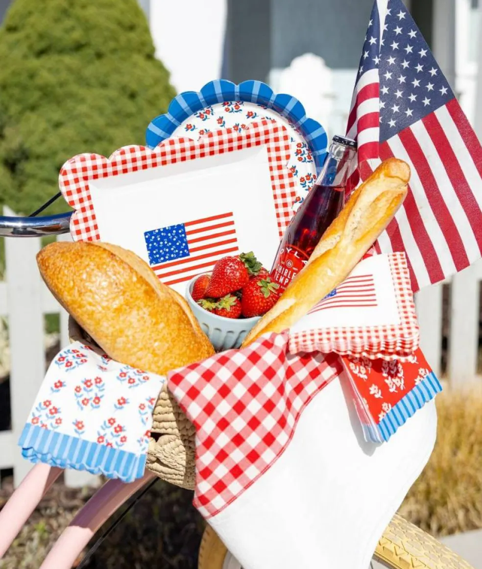 Gingham Flag Paper Plate