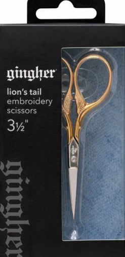 Gingher 3.5 Inch Goldhandle Lions Tail Embroidery Scissors