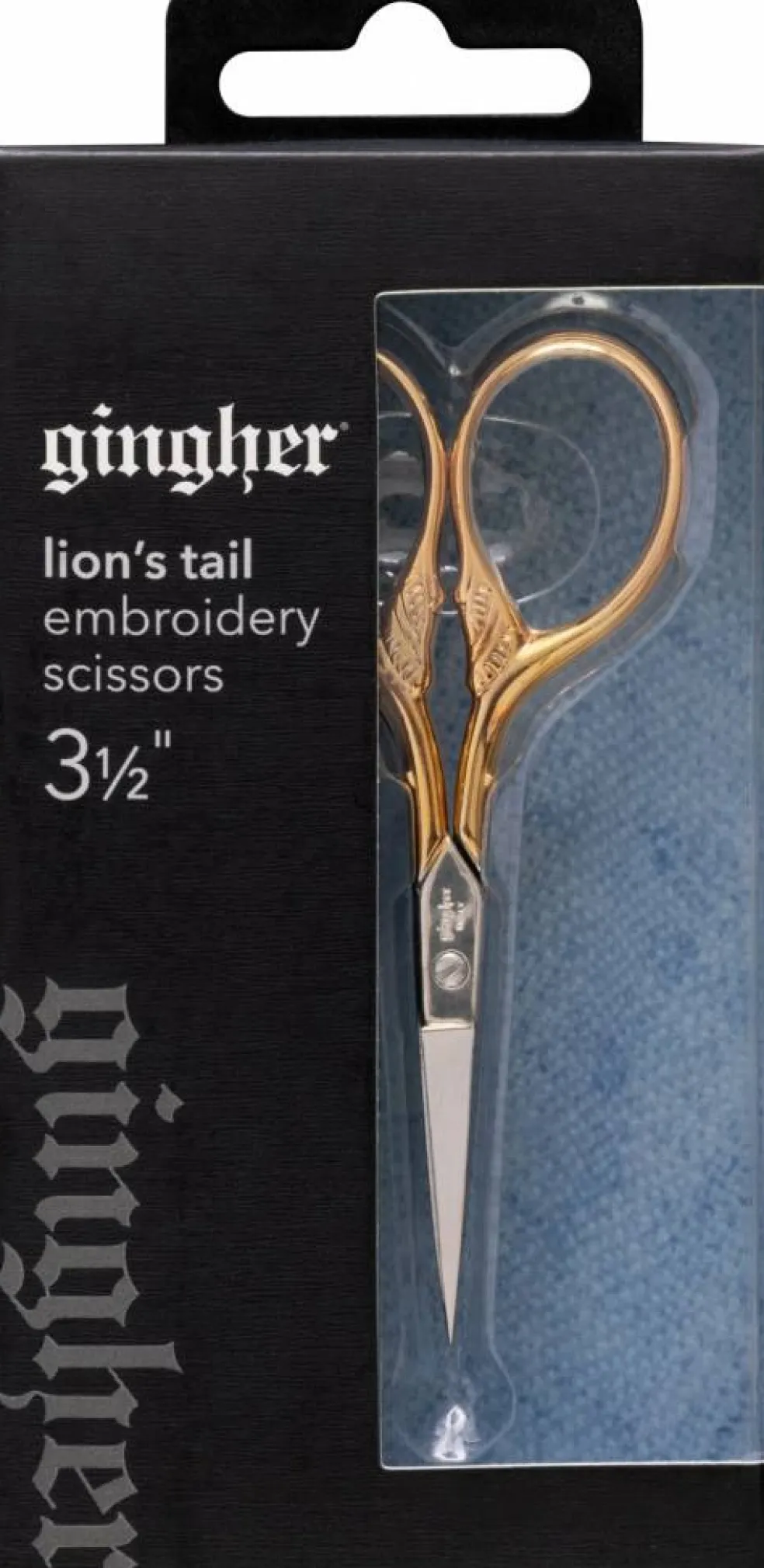 Gingher 3.5 Inch Goldhandle Lions Tail Embroidery Scissors
