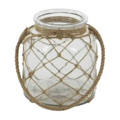 8" Glass Coastal Candle Holder Lantern