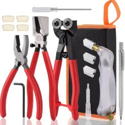 Glass Cutter, Glass Cutting Tool with Tile Nippers for Stained Glass Tiles Mosaic Cutting