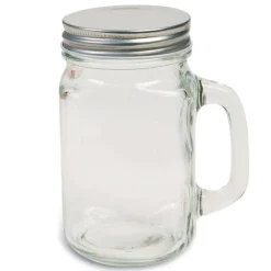 Glass Mason Jar With Handle & Lid, 16oz., 12ct.