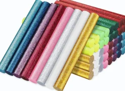 Glitter Color Hot Glue Sticks, 48 PCS Full Size Hot Melt Gluing Sticks Colored, Craft Adhesive Waxing Sticks Bulk for Cards, Sealing, Decoration, Art, DIY, Stamp, 0.43" Dia x 4" Long