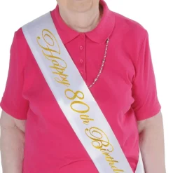 Glittered Happy 80th Birthday Satin Sash