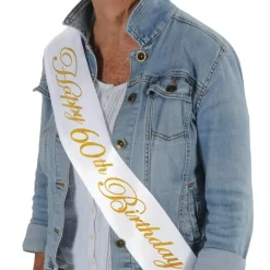 Glittered Happy 60th Birthday Satin Sash