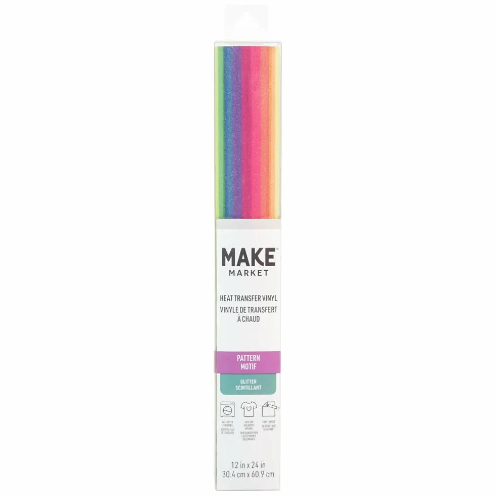 Glitter Rainbow Stripes Heat Transfer Vinyl by Make Market®