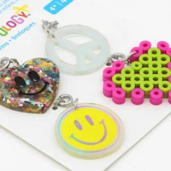 Glittery Heart, Peace Sign, Smiley Face & Melted Bead Heart Charms by Creatology™