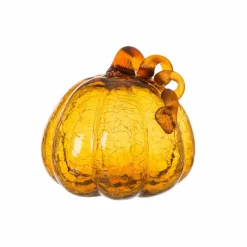 Glitzhome® Amber Crackle Glass Pumpkin Set