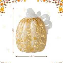 Glitzhome® Amber Dots Fall Pumpkin Glass Tabletop Accent